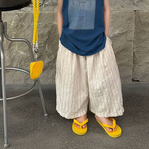 泰如2026夏季新款儿童韩版洋气条纹阔腿防蚊裤男童休闲透气长裤潮