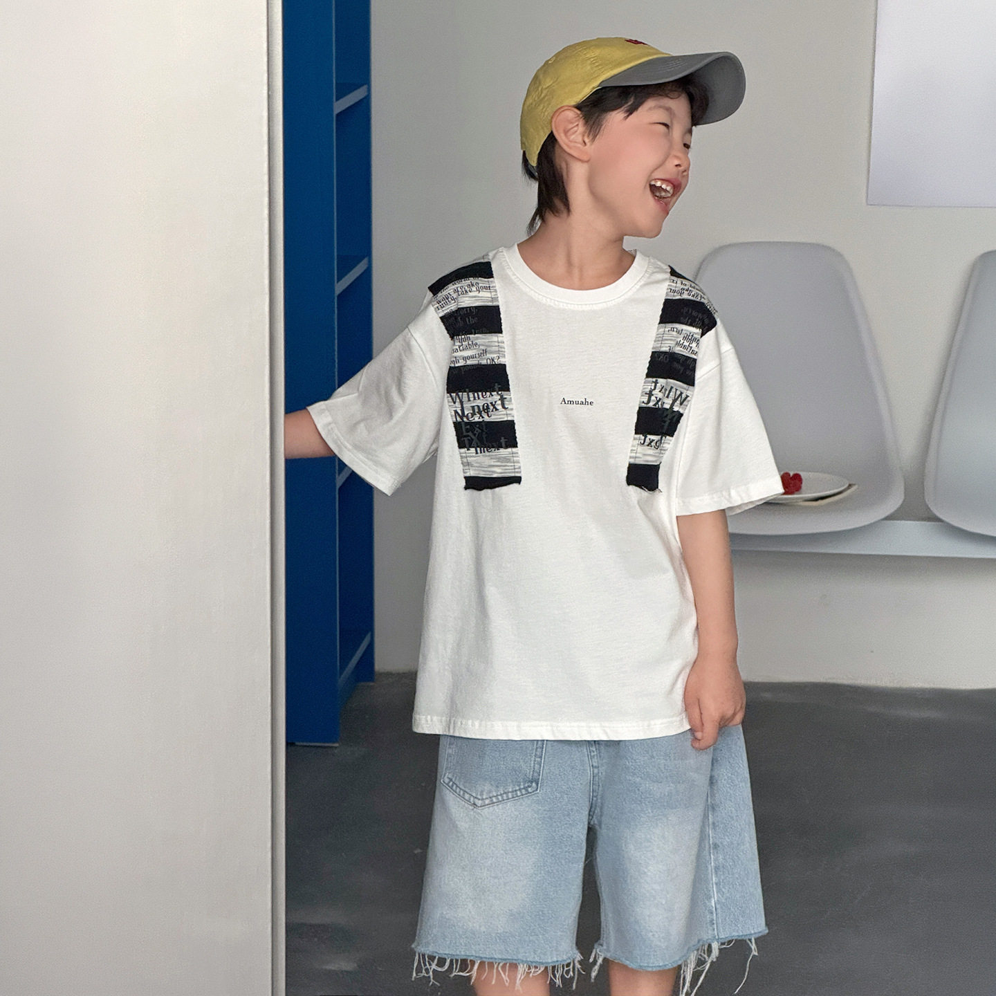 棉小铺儿童短袖T恤男童夏季衣服2026新款纯棉韩版披肩印花童装潮