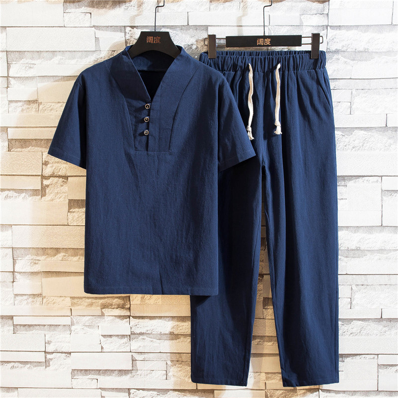 居士服男中式佛系禅意素衣套装棉麻道服拜佛衣服禅服女款禅修唐装