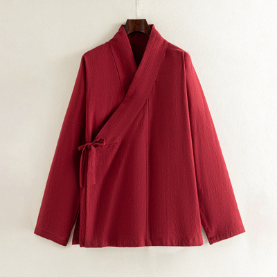 春秋季交领汉服男女中国风右衽汉服古风禅修唐装外套纯棉宽松道袍