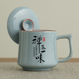 汝窑泡茶杯带盖家用喝茶杯子个人单杯水杯私人伴手礼 2025新款