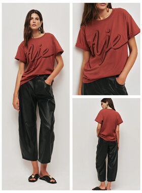 现货 原D澳洲@je小众进口全棉刺绣圆领阔版宽松短袖T恤