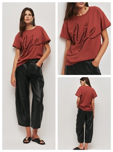 宽松短袖 T恤 原D澳洲@je小众进口全棉刺绣圆领阔版 现货