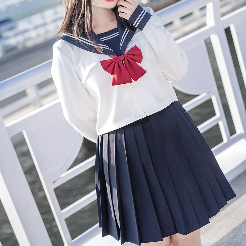 藏青日系白二本单层jk制服