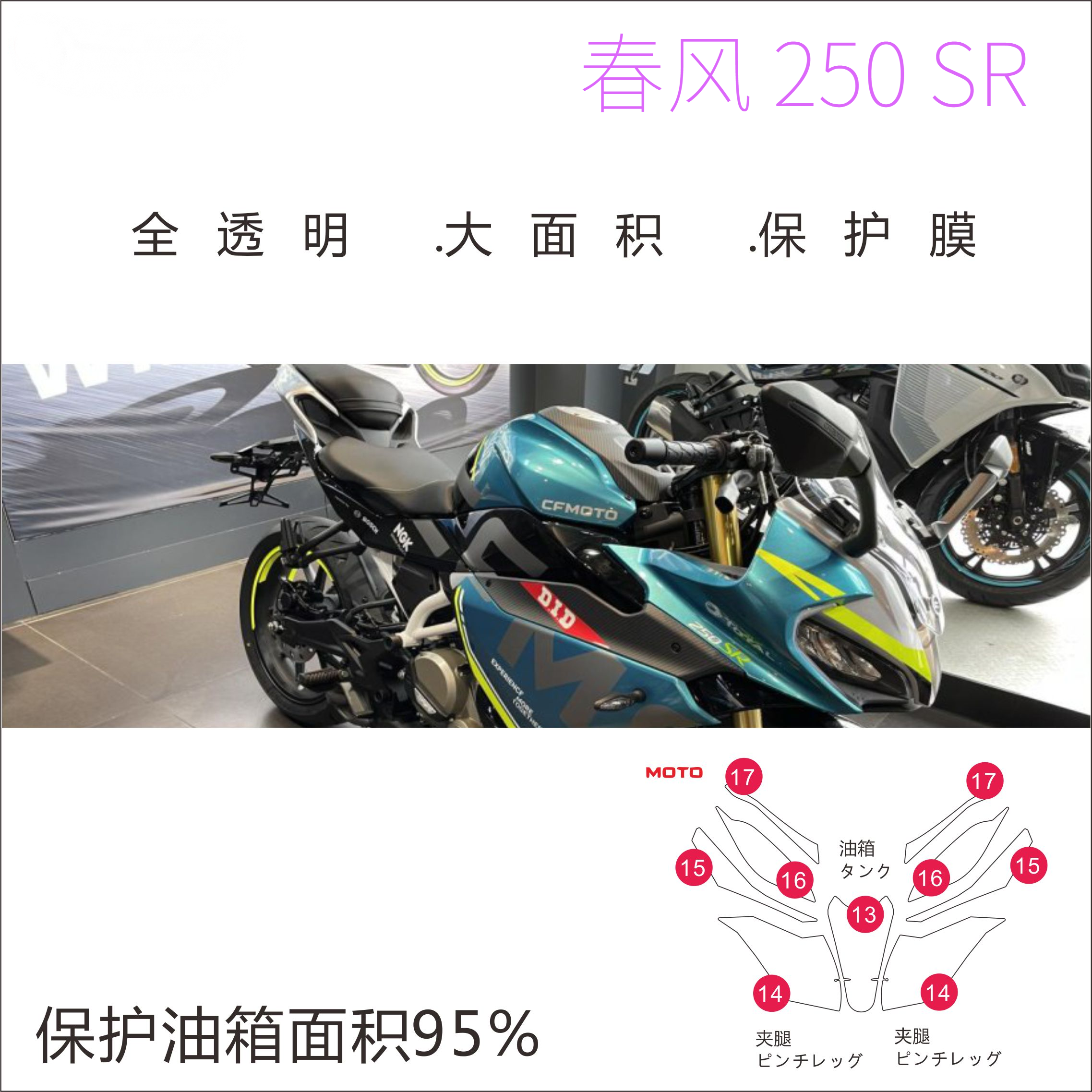 春风250sr仪表油箱透明保护贴推