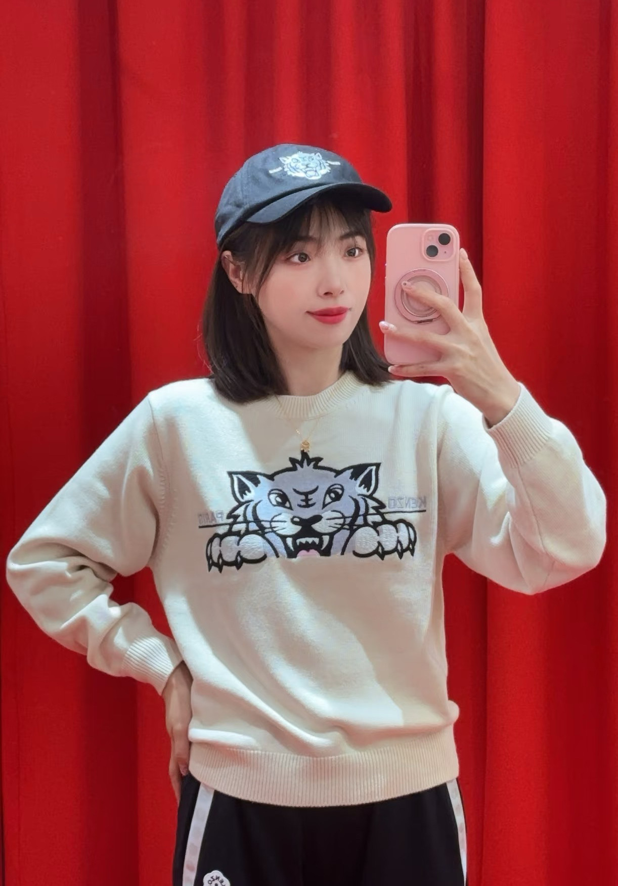 法国KENZO 25秋冬新品针织衫经典版型老虎图案圆领套头长袖毛衣女