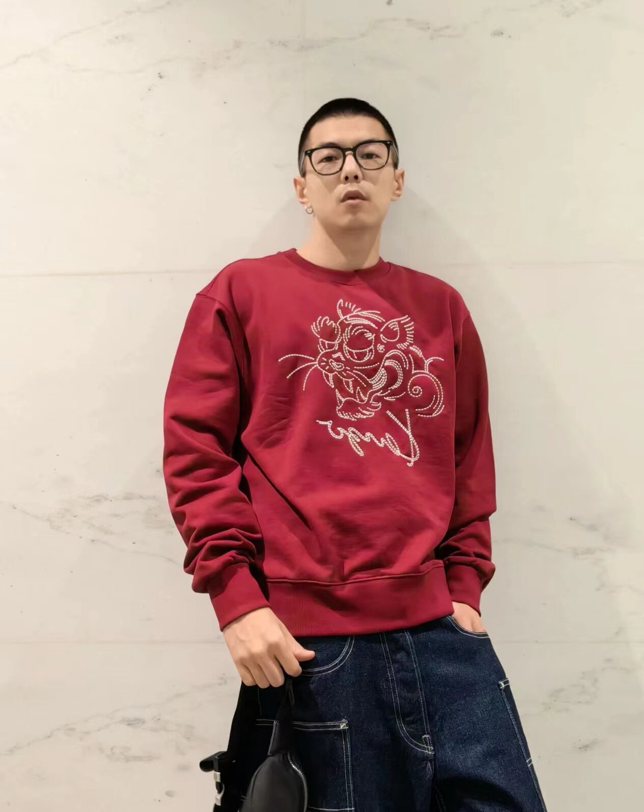 法国 KENZO 24秋冬新品男女同款长袖卫衣老虎图案刺绣圆领休闲