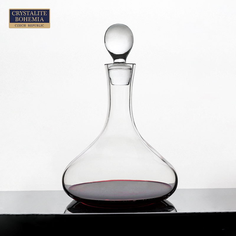 捷克波西米亞手工帶蓋紅酒醒酒器