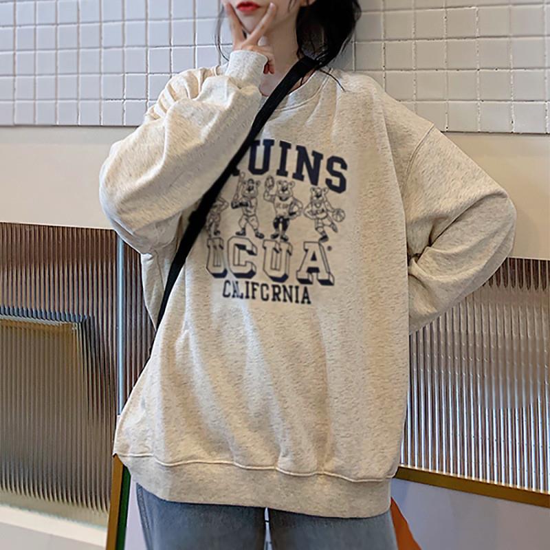 薄款长袖卫衣女2025秋季新款韩版女装学生情侣宽松套头字母印花潮