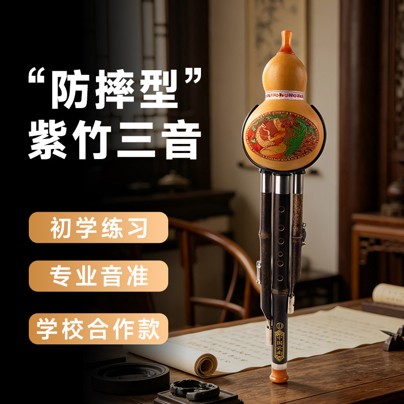 紫竹三音防摔葫芦丝乐器c调降b调初学者入门小学生专用学校合作款