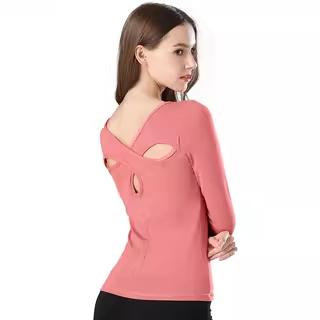 七分袖加厚瑜伽长袖紧身T恤瑜伽服上衣带胸垫裸感女士