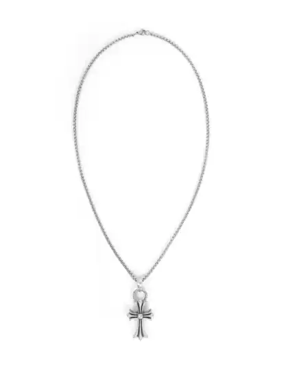 Cgyyds White Copper Silver-Plated Trendy Cross Necklace for Men, Cool Hip-Hop Style, High-End, Light Luxury, Niche, Versatile, and Unique
