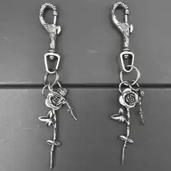 Cgyyds Style, Melancholic Rich Second-Generation Style, Rose Erd Style, Embossed Silver Chain Key Pendant, Unisex Trendy Vintage