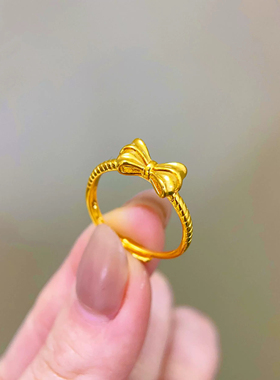 钛钢戒指 清新甜美高级感在逃公主蝴蝶结戒指活口开口戒指JZ081
