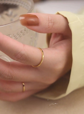 钛钢戒指 不掉色简约个性水波纹戒指超细三角切面尾戒食指戒JZ010