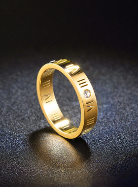 钛钢戒指 不掉色镂空罗马数字戒指简约复古食指环JZ052
