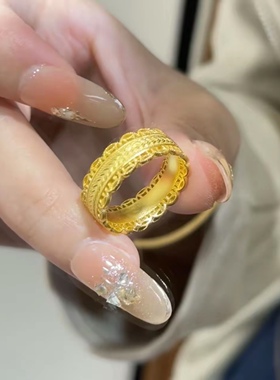 钛钢戒指 中式国潮（腰缠万贯）花丝镂空钱币指环食指戒JZ078