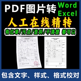 照片转换word图片pdf转excel表格文字提取拍照扫描件人工代转格式