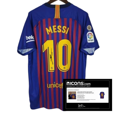 1819赛季巴萨主场梅西 复古 印签签名球衣messi soccer jersey