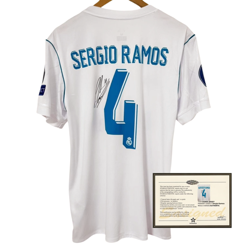 17-18皇马 拉莫斯Ramos印签签名球衣 复古足球衣soccer jersey