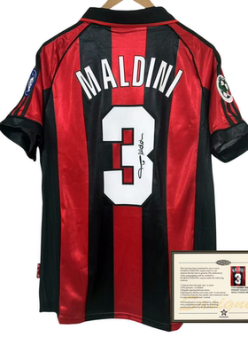 98-99AC马尔蒂尼复古球衣主场签名球衣印签soccer jersey