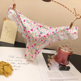 性感甜美蕾丝边碎花三角裤女纯欲风透气抑菌纯棉底裆甜美少女内裤