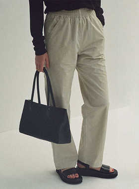 facade pattern休闲裤女夏款韩版轻薄直筒裤松紧腰直筒裤长裤