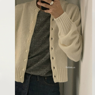 urbanic30针织开衫女2024秋冬季新款韩国设计师名媛风单排扣毛衣