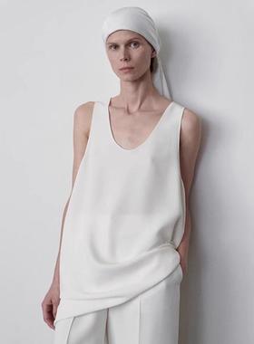 facade pattern背心女2025夏季新款U领极简天花板醋酸舒适上衣