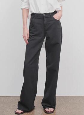 facade pattern牛仔裤女2025春季新款高腰直筒阔腿拖地长裤休闲裤