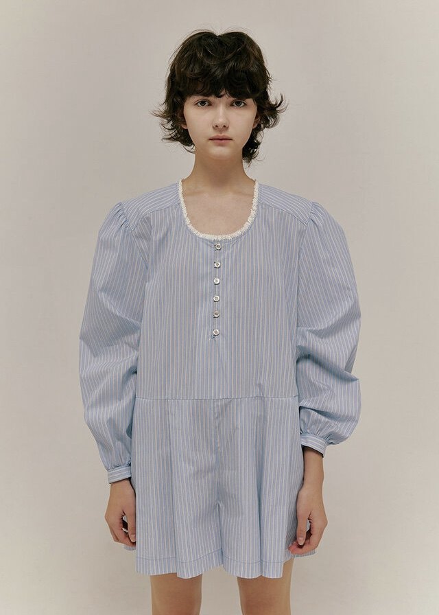 overdueflair条纹衬衫连体裙裤