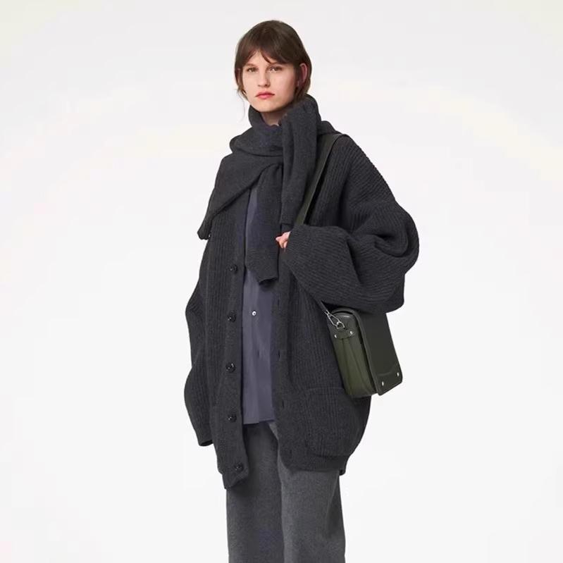 密实开襟开衫慵懒风保暖针织衫