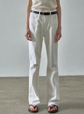facade pattern白色牛仔裤女春夏新款小众高腰显瘦阔腿裤休闲裤