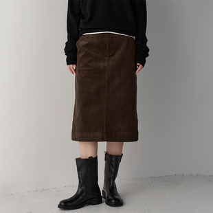 facade pattern灯芯绒半身裙女2025秋冬新款高腰显瘦中长款A字裙