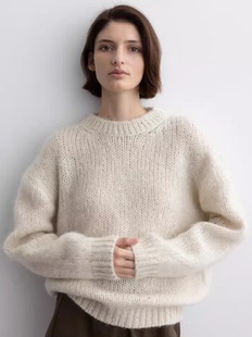 Facade pattern毛衣女秋冬新款韩国设计师马海毛圆领针织衫上衣