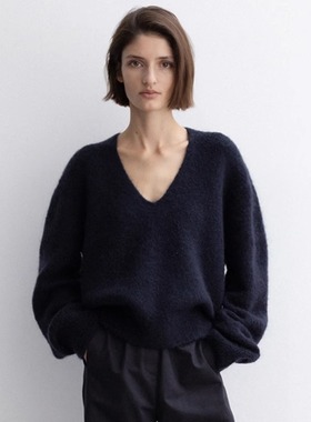 Facade pattern马海毛针织衫女冬季新款显瘦纯色长袖毛衣上衣