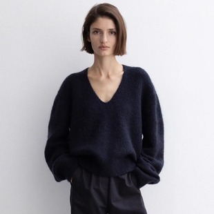 Facade pattern马海毛针织衫女冬季新款显瘦纯色长袖毛衣上衣