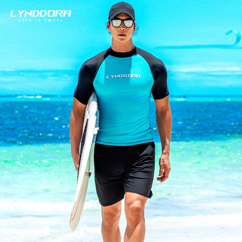 2025新款分体泳衣套装泳裤男士防晒短袖游泳上衣潜水服冲浪水母衣