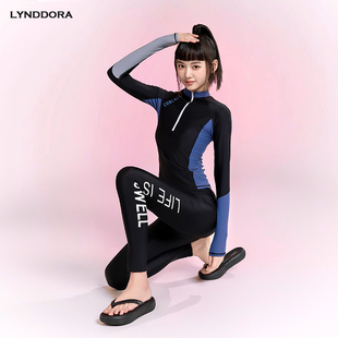 新款潜水服女款冲浪服长袖分体泳衣防晒高级感浮潜水母衣温泉泳装
