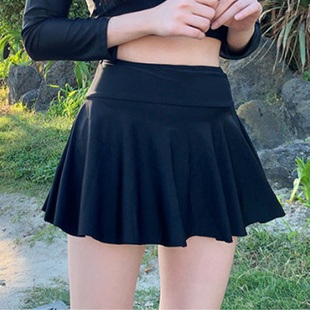 单独游泳裤裙女防走光黑保守高腰大码平角裤五分女夏下半身裙长裤
