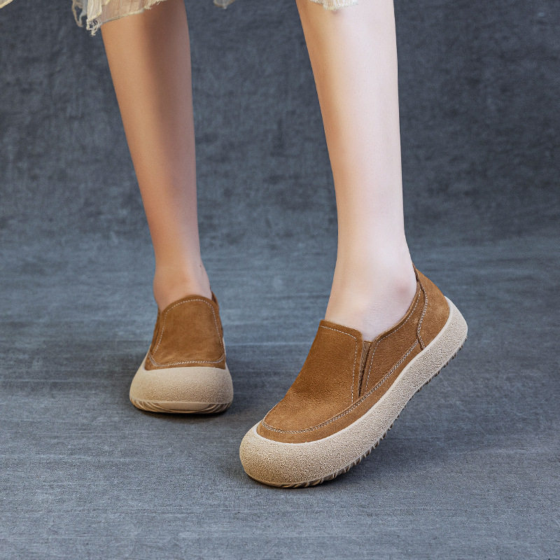 春季2026年新款真皮女款复古软面软底平底一脚蹬舒适百搭休闲鞋女,女鞋,时尚休闲鞋,淘宝优惠券,粉丝福利购,淘宝优惠卷