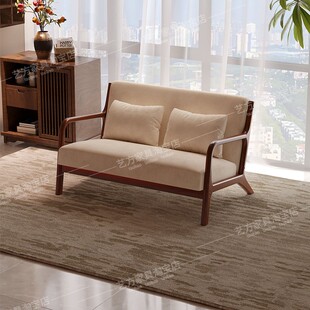 木沙发客厅2026新款小户型现代简约茶楼卡座新中式风家用双人位