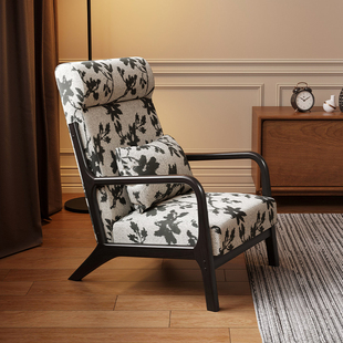 单人沙发椅2025新款复古客厅椅子轻奢高级阳台单椅实木小户型躺椅