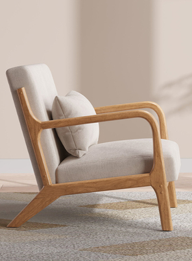 单人沙发椅新款阳台客厅复古座椅小型家用休息椅子懒人休闲椅实木