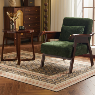 单人沙发轻奢高级复古单椅卧室阳台客厅休闲椅子绿色新款沙发椅