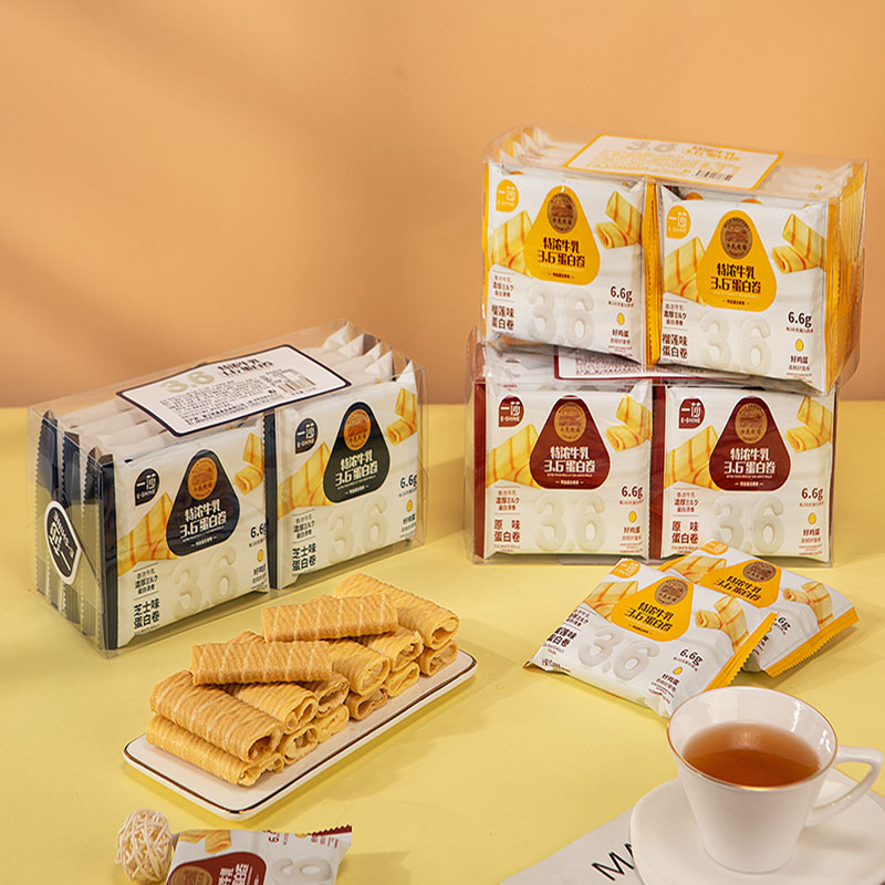 一莎228g特浓牛乳蛋白卷榴莲夹心蛋卷独立包装蛋卷酥零食卷心酥