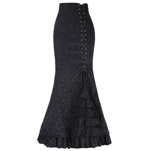 Punk Vintage Jacquard Mermaid Skirt女个性朋克复古提花鱼尾裙