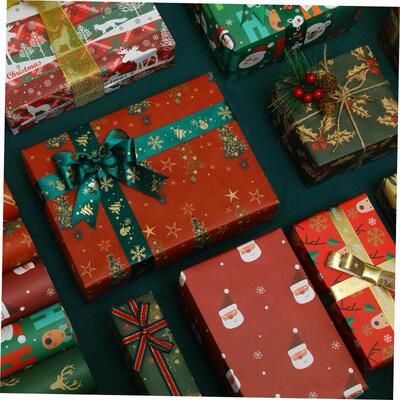5Pcs Christmas Wrapping Paper Gift wrapper paper Decorations
