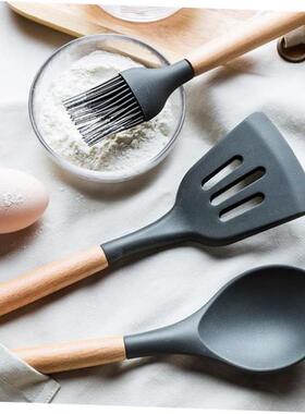 Creative silicone spatula wooden handle non-stick pot spatul