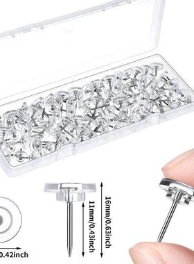 50pcs/box Transparent Push Pins Thumb Tacks Thumbtack Map Co